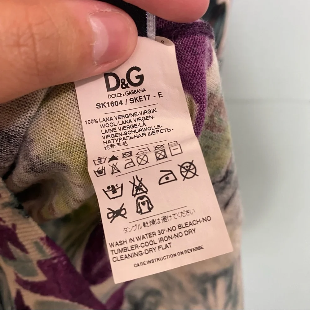 Dolce & Gabbanna Wool Floral Sweater Dress Purple Blue IT 38 or US 2 - Picture 5 of 7